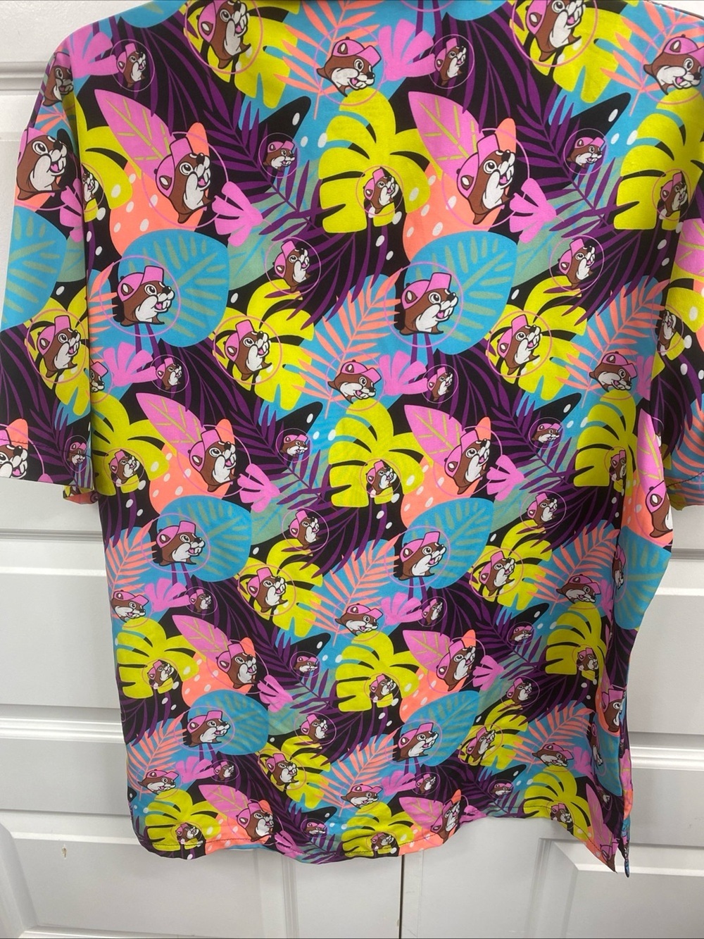 Buc-ee’s Men's Tropical Camper Button Up Polo Shirt Multicolor SM/Med Bright - Picture 6 of 7